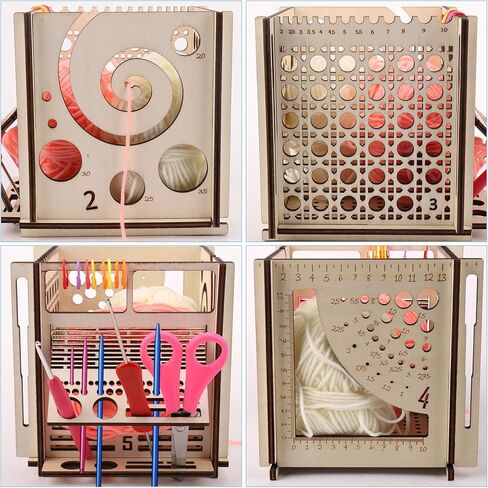 وعاء غزل خشبي الكل في واحد من Palksky، أوعية غزل الحياكة للكروشيه، حامل غزل كبير جدًا، أداة حياكة متعددة الوظائف، هدايا كروشيه in Kuwait