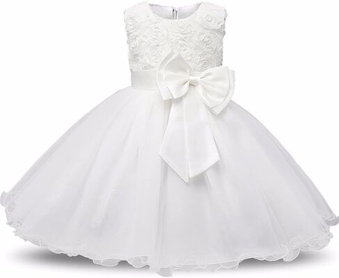 Little Girls Flower Formal Wedding Bridesmaid Party Dress Size 6 (3-4 Years), White in Saudi Arabia