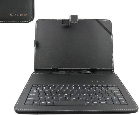 حافظة جلدية للكمبيوتر اللوحي مقاس 9 بوصة مزودة بلوحة مفاتيح/حامل/قلم سعة للكمبيوتر اللوحي مقاس 9 بوصات (لوحة مفاتيح USB صغيرة، أسود) in Kuwait