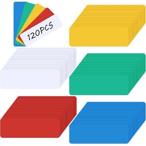 120 Pcs Dry Erase Magnetic Labels 1 x 3 Inch Reusable Magnetic Name Tags Magnets Sticker Waterproof Magnetic Label Stickers for Classroom Office Whiteboard Fridge Locker Shelf, 5 Colors