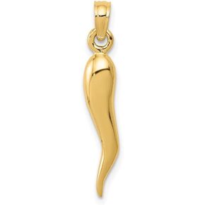 Diamond2Deal 14k Yellow Gold Hallow Italian Horn Pendant Fine Jewelry Gift for Women