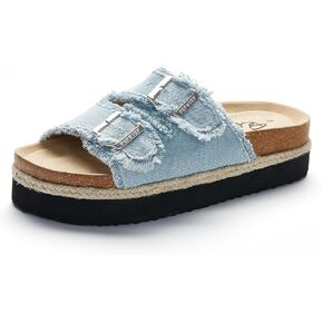 PepStep Slide Sandals for Women with Soft Cork Footbed and Strap, Ladies Fashion Platform Slide Sandals Comfortable Slip On Style