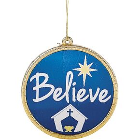 Believe Round Glass Christmas Ornament, 2 3/4 Inches, in Saudi Arabia