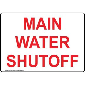 ComplianceSigns.com Main Water Shutoff Sign, 7x5 inch Aluminum for Emergency Response