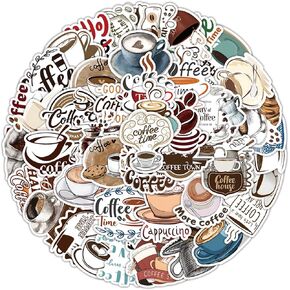 50 قطعة من ملصقات القهوة المضحكة، ملصقات القهوة على الجدران، مجموعة ملصقات من الفينيل لزجاجات المياه، دفتر قصاصات الكمبيوتر المحمول، لوح التزلج للأطفال والمراهقين والبالغين لمحبي القهوة in Kuwait