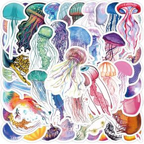 Cute Jellyfish Stickers for Water Bottles Luggage Phone, 60Pcs Ocean Stickers Gifts for Kids Teens Adults Vinyl Waterproof Stickers Aesthetic Stickers for Scrapbook