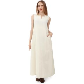 Women's Medieval Underdress Sleeveless Linen Tunic Peasant Dress Summer Cosplay Costumes