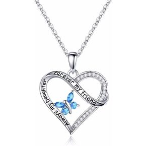 Iefil Daughter Gifts Butterfly Birthstone Necklaces, 925 Sterling Silver Butterfly Birthstone Jewelry Daughter Mothers Valentines Day Gifts Christmas Birthday Gifts for Daughter Girls