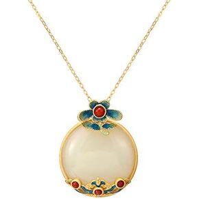 Peace Buckle Pendant Necklace Clavicle Chain Oriental Classical Design Enamel Painted DJM in Saudi Arabia