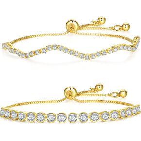 UUONLY Tennis Bracelets for Women 18k Gold Silver Cubic Zirconia Tennis Bracelet Adjustable Slider with Butterfly Tennis Bracelet Jewerly Gift for Women