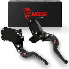 MZS Blue 7/8 Levers, Hydraulic Brake Clutch Lever Set Master Cylinder Reservoir Wheel Adjustable Short CNC Universal Compatible with Motorcycle Street Sport Dirt Bike Scooter ATV