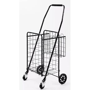عربة تسوق أدوات البقالة الدوارة Mount Plus SF-118-2 مع سلة مزدوجة | قابلة للطي بسهولة ومحمولة لتوفير المساحة والمتانة الثقيلة | تتحرك بسلاسة في الشوارع والمتاجر والأرصفة وفي الداخل in Kuwait
