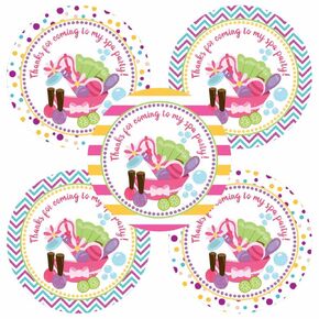 Spa Party Thank You Sticker Labels by Adore By Nat - Girls Party Favor Labels and Envelope Seals - Set of 30