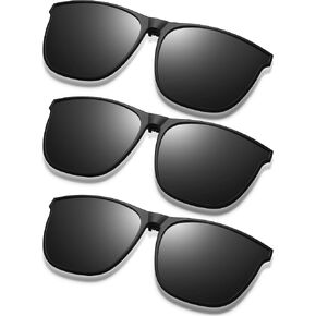 3 Pair Oversize Polarized Clip-on Sunglasses Large Anti-glare TR90 Frame Lightweigh Flip Up Driving Glasses for Women Men
