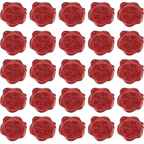 PATIKIL Wax Seal Stickers, 50 Pcs Embossed Self Adhesive Thank You Sticker for Envelope Letter Wedding Invitation Birthday Party Gift Card, Burgundy