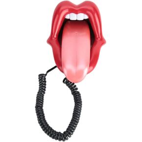 Landline Desktop Telephone Red Tongue Shape Telephone Desk Table Mountable Phone Home Decoration Corded Home Phone