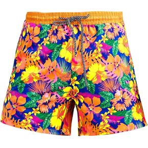 OYOANGLE Men's Floral Print Shorts Running Summer Beach Shorts Athletic Sport Shorts