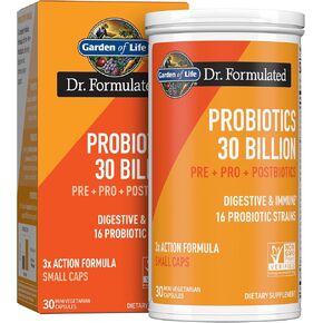 Garden of Life Dr Formulated Probiotics 30 Billion CFU Pre + Pro + Postbiotics for Men and Women Digestive and Immune Support, Potato, Acacia, Postbiotic Metabolites, 30 Mini Vegetarian Capsules