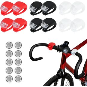 SITAKE 12 قطعة من مصابيح LED الخلفية للدراجة، ضوء دراجة آمن للركوب الليلي، مصباح أمامي وخلفي للدراجة الجبلية مقاوم للماء، ملحقات دراجة صغيرة من السيليكون in Kuwait