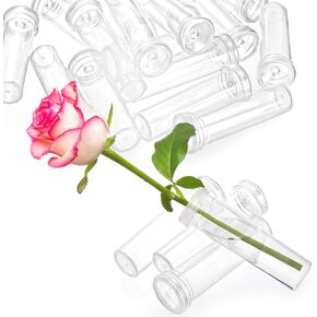 Tosnail 50 Pack Floral Water Tubes, 4" Flower Stem Holder, Single Plant Tubes, 60ML Large Capacity Flower Water Vials for Fresh Flower Arrangements