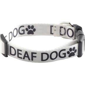 CENWA Deaf Dog Collar Deaf Dog Alerts Deaf Dogs Special Needs Dog Adjustable Dog Collar (White-Deaf Dog)