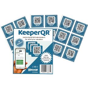 Lost and Found Labels | Smart QR Code Stickers for Valuables, Water Bottles, Tools, Laptops, Notebooks, Bikes, and More | KeeperQR | 18 Pack