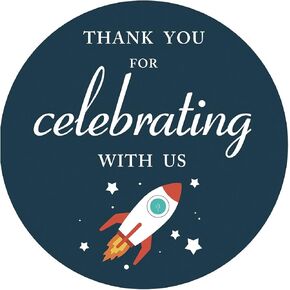 MAGJUCHE Space Thank You Stickers, Rocket Outer Space Birthday Party Favor Labels, 2 Inch, 40-Pack