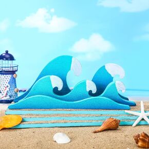 Ocean Wave Wooden Sign Wooden Ocean Waves Table Decoration Tabletop Summer Home Decor Table Centerpiece Wave Block for Holiday Gifts, Waves Decorations for Home Decoration