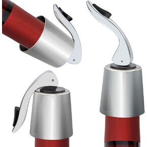 3 Pack Stainless Steel Wine Stoppers, Reusable Wine Bottle Stopper Sealer with Silicone Plug, Beverage and Wine to Keep Fresh, Ideal Gift for Wine Lover