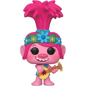 POP Funko DreamWorks Trolls 47349 World Tour - Poppy with Guitar Figure - 9cm Vinyl Figure (UK Exclusive)