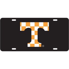UT Tennessee Vols Black Mirrored Laser Checkerboard License Plate Tag