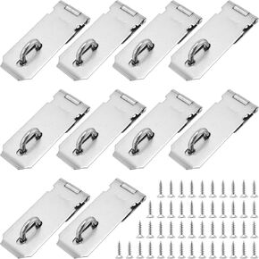 10 PCS Padlock Hasp Latch, Stainless Steel Padlock Hasp, Heavy Duty Security Hasp with Mounting Screws, Door Locks Hasp Latch for Doors and Cabinets