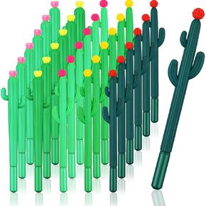 30 Pieces Cactus Pens Bulk Cactus Shaped Rollerball Pens Cactus Black Gel Ink Pens Kawaii Writing Pen for Students Teachers Office School Home Back to School Gift Supplies, 5 Styles
