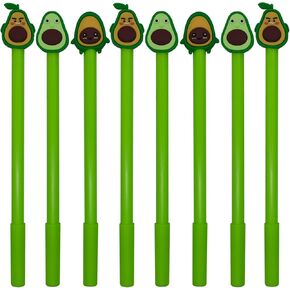 Maydahui 12 PCS Avocado Gel Pen Cute Fruit Pens Cartoon Expression Style Black Ink for School Office Home