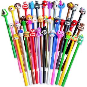 36pcs لطيف الكرتون جل أقلام الحبر الأسود، أقلام الكتابة kawaii عشوائية، أنماط متنوعة أقلام للمكافآت المدرسية مكتب المنزل طالب الأطفال الهدايا الحاضر