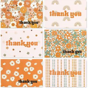 AnyDesign Boho Rainbow Thank You Card Bulk 36 Pack Rainbow Flower Note Cards with Matching Seal Stickers Envelopes Hippie Greeting Blank Cards for Birthday Baby Shower Bridal Holiday Party, 4 x 6