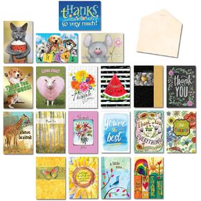 Leanin' Tree, Just to Say Thanks, Thank You Cards with Envelopes, Greeting Cards Assortment Box, Thank You Cards Bulk (20 Cards, 22 Envelopes)