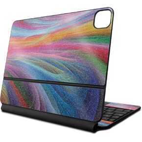 Glossy Glitter Skin Compatible with Apple Magic Keyboard for iPad Pro 13‑inch (M4) 2024 - Rainbow Waves - Premium 3M Vinyl Protective Decal Cover - Easy to Apply | Crafted in The USA by MightySkins