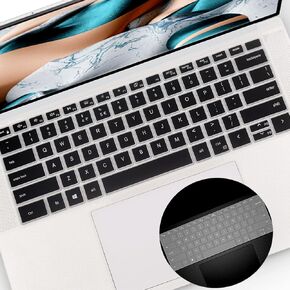 2 Pack Keyboard Cover for 15.6" Dell XPS 15 9500 9510 9520, 17.3" Dell XPS 17 9700 9710 9720 Laptop Keyboard Cover Protective Skin, Dell XPS 15 17 Accessories (Black+Clear)