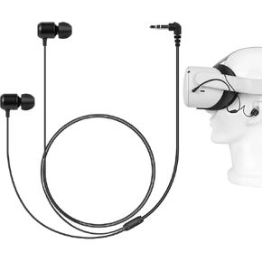 GEEKRIA VR in-Ear Headphones Compatible with Meta Q3/Q2/Pico Neo 3/HTC Vive, Short Earbuds with S/M/L Size Ear Tips, 3.5 mm Aux 360 Degree Sound Earphone for Virtual Reality Gaming Headset (Black)