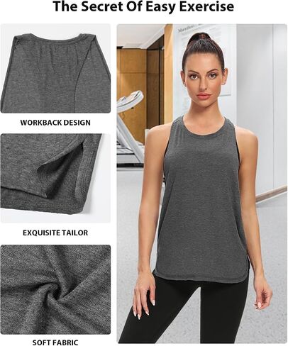 Ullnoy Workout Tank Tops for Women Running Muscle Tanks Sleeveless Loose Fit Gym Yoga Sport Shirts 3-5 Pack in Kuwait
