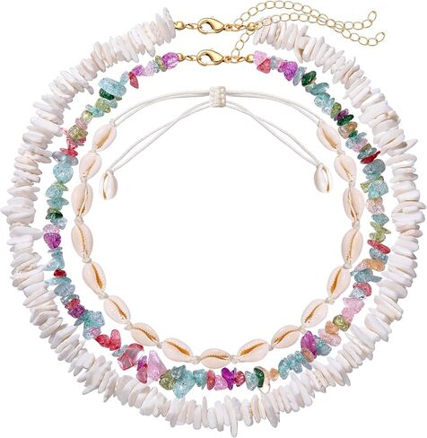 FAERLIIRY شل قلادة الأبيض بوكا شل المختنق قلادة هاواي صدف قلادة الحجر الطبيعي الشاطئ القلائد بوهو الصيف هاواي شاطئ سيرفر مجموعة مجوهرات in Kuwait