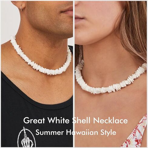 FAERLIIRY شل قلادة الأبيض بوكا شل المختنق قلادة هاواي صدف قلادة الحجر الطبيعي الشاطئ القلائد بوهو الصيف هاواي شاطئ سيرفر مجموعة مجوهرات in Kuwait