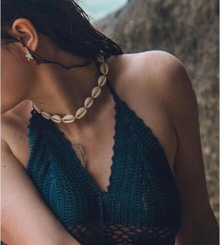 FAERLIIRY شل قلادة الأبيض بوكا شل المختنق قلادة هاواي صدف قلادة الحجر الطبيعي الشاطئ القلائد بوهو الصيف هاواي شاطئ سيرفر مجموعة مجوهرات in Kuwait