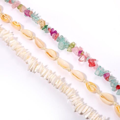 FAERLIIRY شل قلادة الأبيض بوكا شل المختنق قلادة هاواي صدف قلادة الحجر الطبيعي الشاطئ القلائد بوهو الصيف هاواي شاطئ سيرفر مجموعة مجوهرات in Kuwait