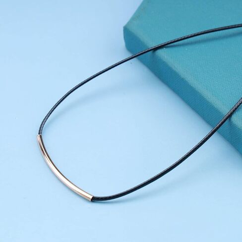 Vintage Leather Choker Necklace Gold Bar Choker Necklace Short Black Leather Bar Necklace Boho Necklace Jewelry for Women and Girls (Gold) in Kuwait