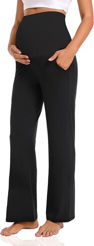 V VOCNI Maternity Pants Wide Leg Work Dress Pregnancy Trousers | Over the Belly , Loose Fit, Side Pockets, Business Office Slacks, Yoga Lounge Casual Pregnancy Pants in Saudi Arabia