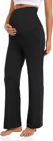 V VOCNI Maternity Pants Wide Leg Work Dress Pregnancy Trousers | Over the Belly , Loose Fit, Side Pockets, Business Office Slacks, Yoga Lounge Casual Pregnancy Pants in Saudi Arabia