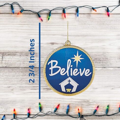 زينة عيد الميلاد الزجاجية المستديرة من Believe، مقاس 2 3/4 بوصة، in Saudi Arabia