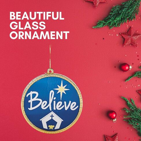 زينة عيد الميلاد الزجاجية المستديرة من Believe، مقاس 2 3/4 بوصة، in Saudi Arabia